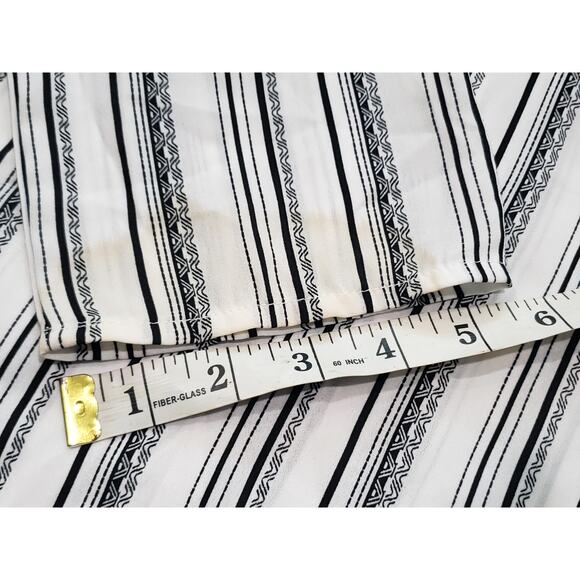 Cure Black & White Striped Cutout Design V Neck Blouse - Picture 9 of 11